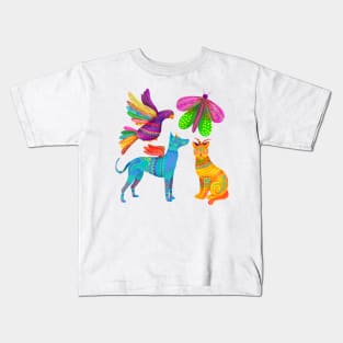 Alebrijes watercolor set dia de muertos Kids T-Shirt